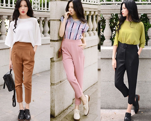 Mách bạn gái mix quần Tây ống đứng cực chất theo phong cách Hàn