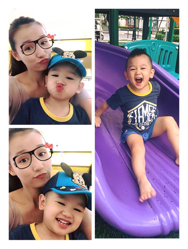 Theo lời Lã Thanh Huyền, con trai cô rất chuyên nghiệp, giơ máy điện thoại lên là tạo dáng đủ kiểu.