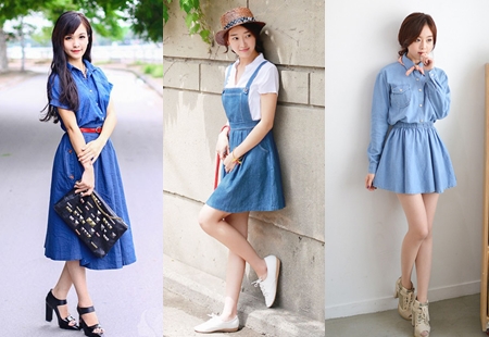 Váy liền denim - 1 trang phục 8 cách mặc sành điệu