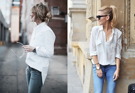 Biến tấu cực trendy cùng sơ mi trắng và quần jean xanh