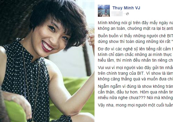 MC talkshow Thùy Minh nói gì sau khi bị