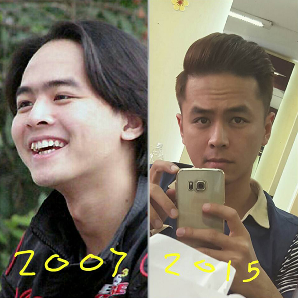Văn Anh thừa nhận: \'Diễn viên Văn Anh nhận xét về hình ảnh ngày ấy - bây giờ của mình: \'Nhìn lại thì thấy khác nhiều. Già rồi, trán nhăn rồi, tóc ngắn rồi, có vợ rồi, hihi\'.