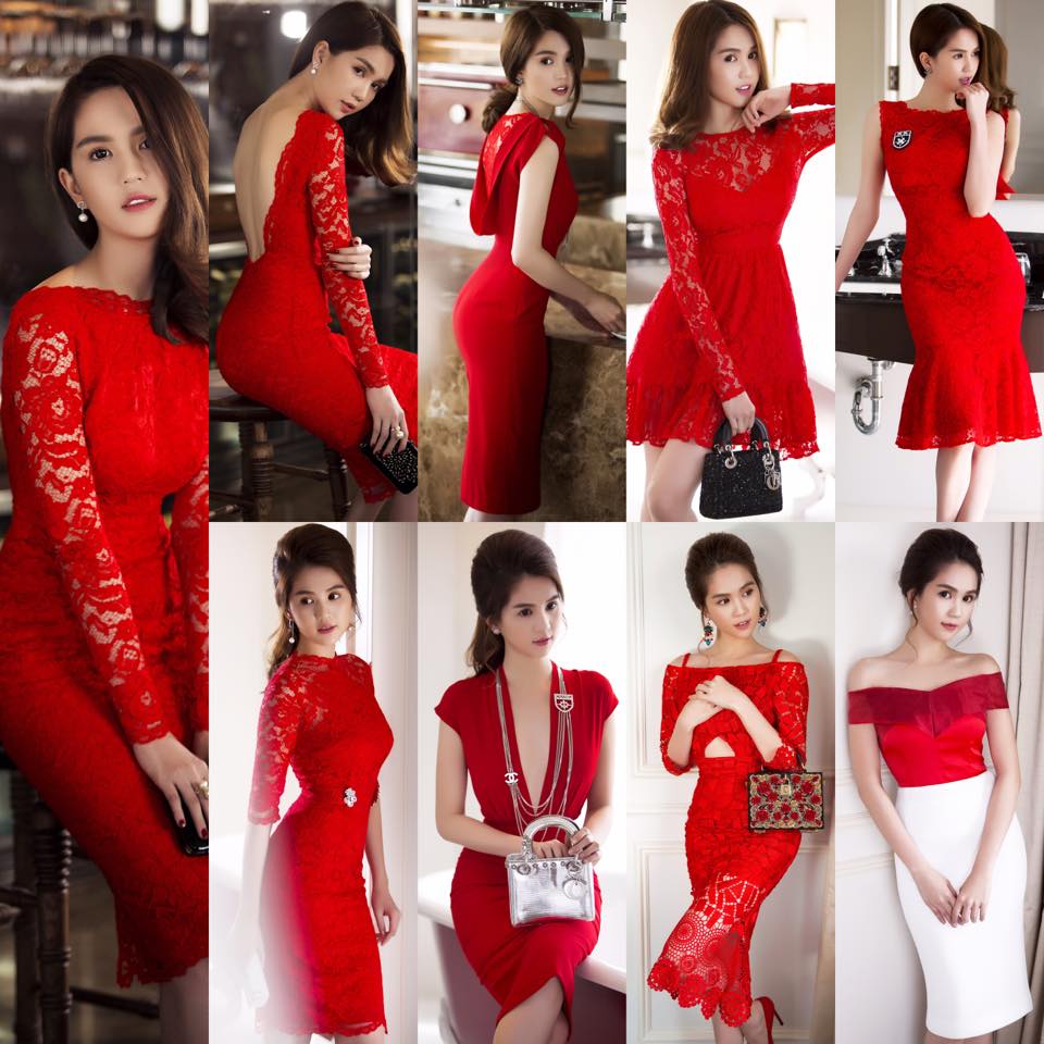 Ngọc Trinh biến hóa với các loại đầm gam đỏ dễ thương.