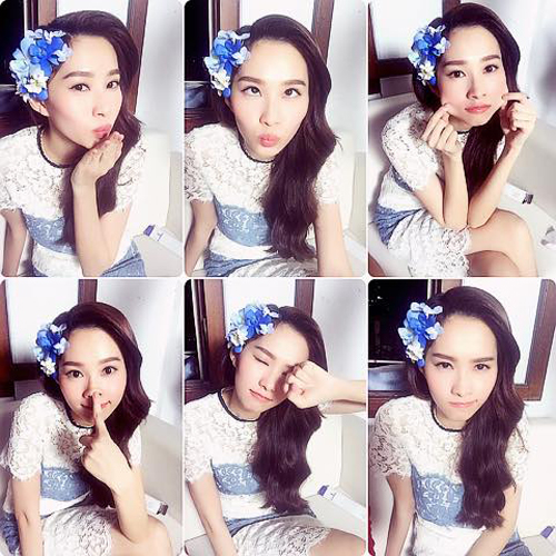 Đặng Thu Thảo nhí nhảnh \'Xì Tin nhập cuối năm, mong các bạn đừng ném đá em. Không liên quan, cơ mà giờ này đói quá nhưng vẫn quay chưa xong\'.