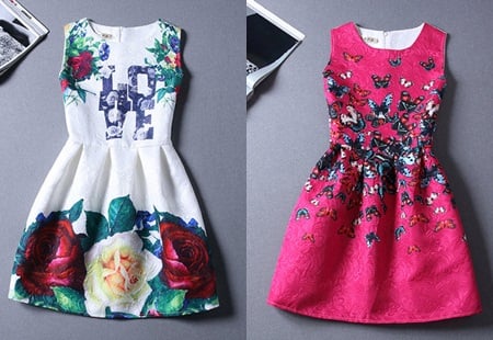 15 mẫu đầm xòe họa tiết vintage duyên dáng