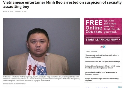 Báo Mỹ đăng ảnh Minh Béo bị bắt