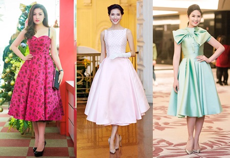 Đầm xòe midi vintage khiến mỹ nhân Việt