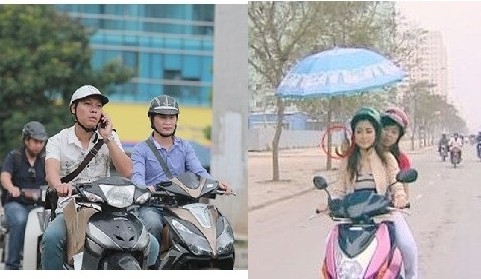 Cầm ô, nghe điện thoại khi đi xe máy bị phạt 200.000 đồng từ 1/8