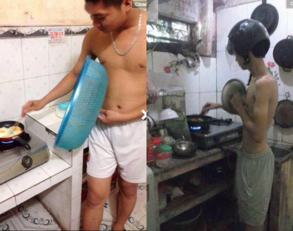 Khi rổ rá trở thành vật chắn, có vẻ các anh thấy yên tâm hơn.