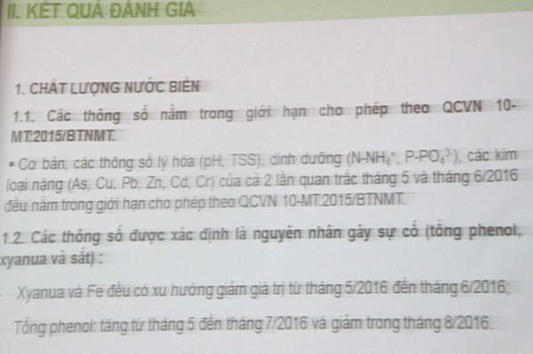 Đã biết kết quả công bố chất lượng nước biển 4 tỉnh miền Trung