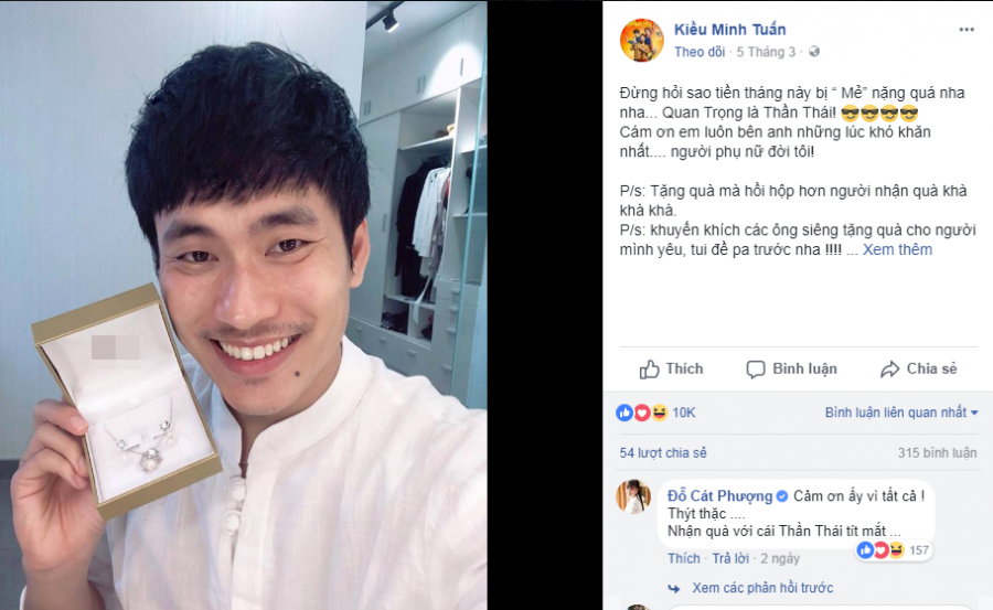 Kiều Minh Tuấn bày tỏ tình cảm của mình bằng lời 