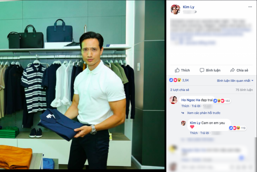 Trên trang cá nhân, sau khi Kim Lý đăng tải hình ảnh đang đi mua sắm thì Hà Hồ ngay lập tức dành cho bạn trai lời khen 