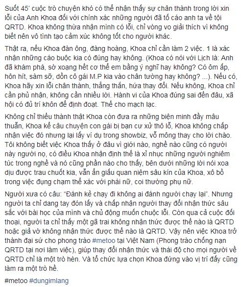 Đoạn trạng thái khá dài của Đan Lê