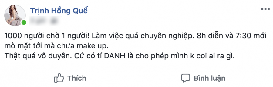Hồng Quế chỉ trích Hoa hậu Hương Giang đi trễ làm ảnh hưởng đến nhiều người