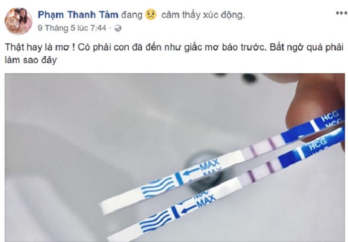 9X vừa vui mừng vừa lo lắng khi mang thai đứa con đầu lòng. Ảnh chụp màn hình