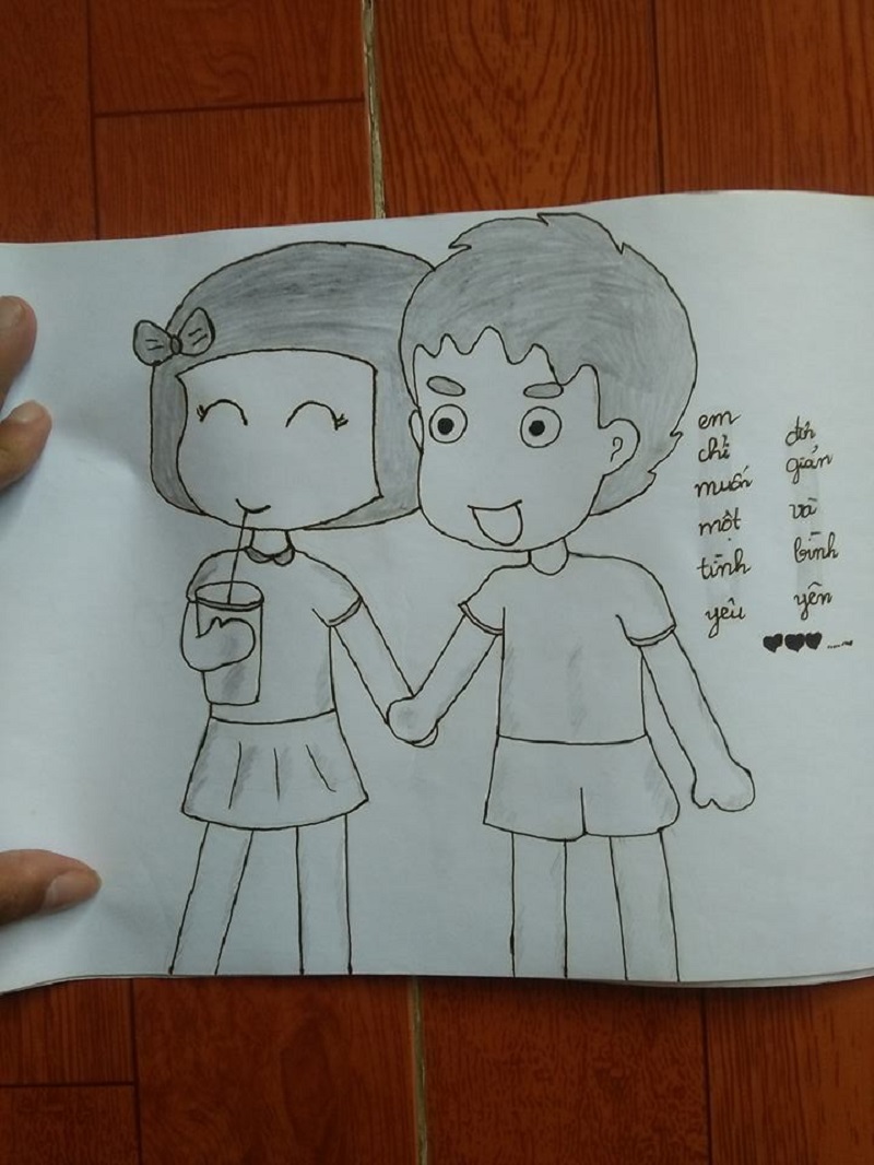 Cô bạn gái tỉ mẩn vẽ hình chibi với những dòng tâm tình đáng yêu  