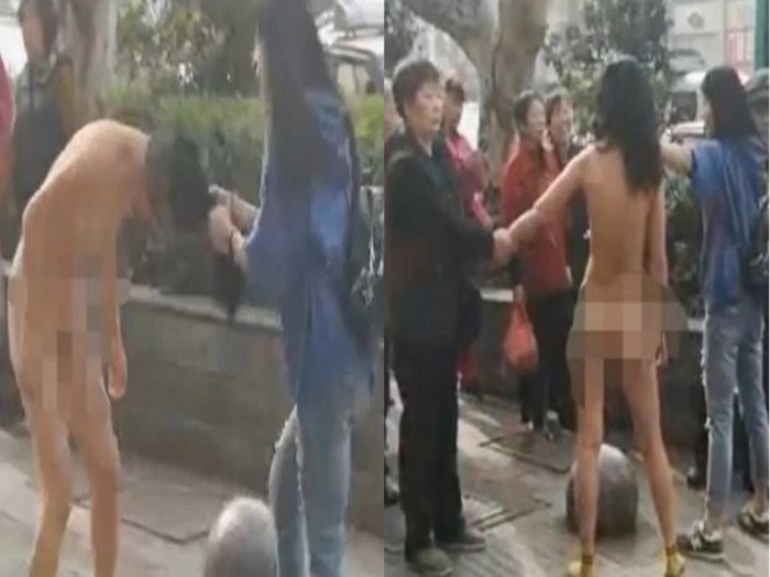 Những người phụ nữ không ngại ngần xông tới túm tóc, giữ ả lại (ảnh: Shanghaiist)
