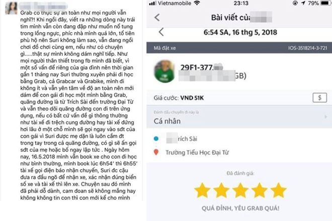 Mẹ của cháu bé đã tố cáo tài xế grab thông qua bài đăng lên mạng xã hội rồi mới trình báo CA