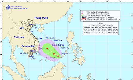 Sắp có một vùng áp thấp hình thành trên biển Đông, gây ra mưa dông mạnh cho khu vực Nam Trung Bộ trở vào