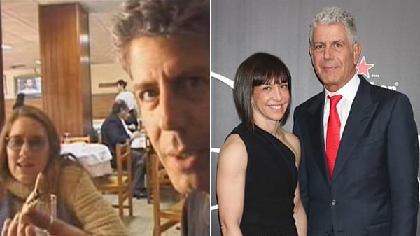 Bourdain chia tay vợ đầu (ảnh trái) năm 2005 và cưới vợ hai (ảnh phải) năm 2007, nhưng cuối cùng cũng ly dị vào năm 2016