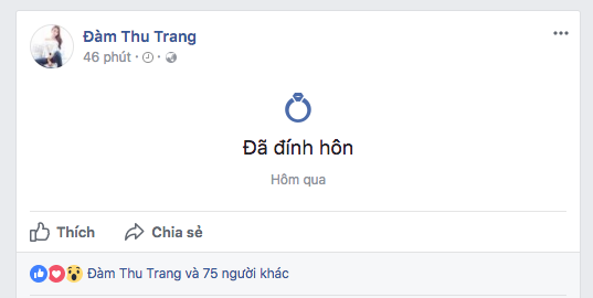 Thậm chí cả 2 còn đổi cả trạng thái hôn nhân trên FB như ngầm thừa nhận mối quan hệ