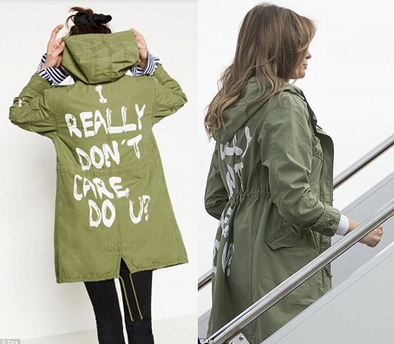 Tuy nhiên chiếc áo khoác bà Melania mặc lại khiến giới truyền thông dậy sóng. Dòng chữ mang ý nghĩa 