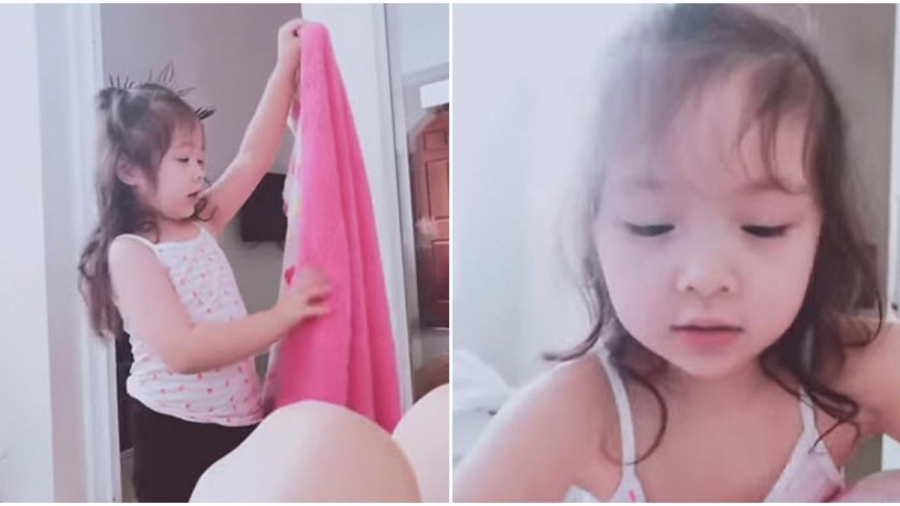 Cô công chúa nhỏ Cadie đắp chăn cho mẹ