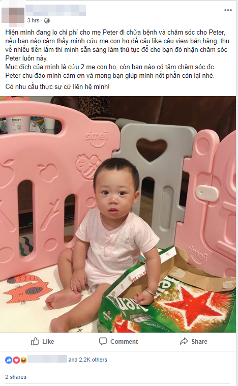 Bài chia sẻ mới nhất về tình hình con trai Bella của Hằng 