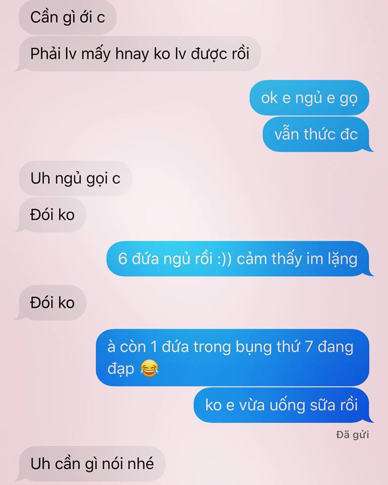 Hằng chia sẻ đoạn tin nhắn với chồng và viết rằng: 
