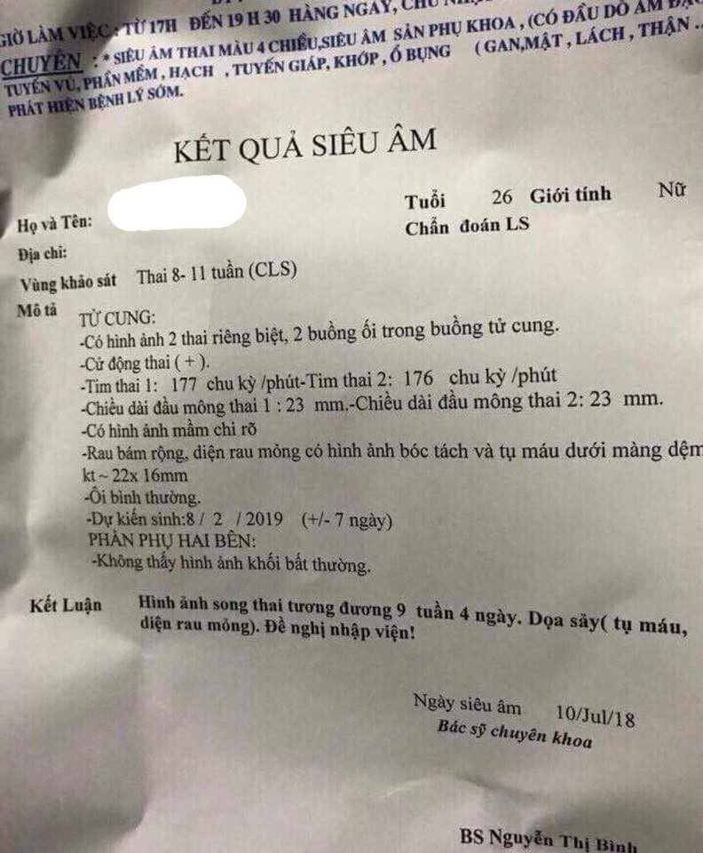 Kết quả siêu âm