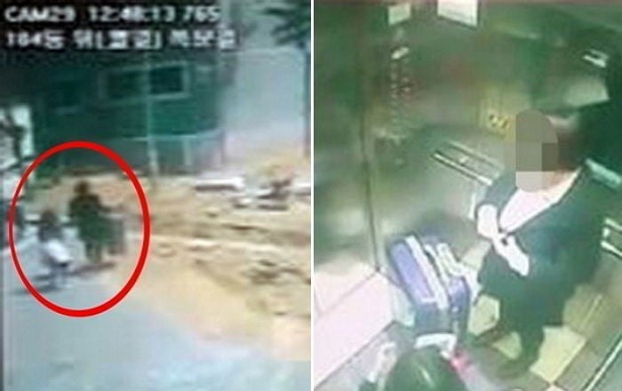 Hình ảnh từ camera cho thấy nghi phạm đã dụ dỗ cô bé lên nhà để thực hiện hành vi tàn ác