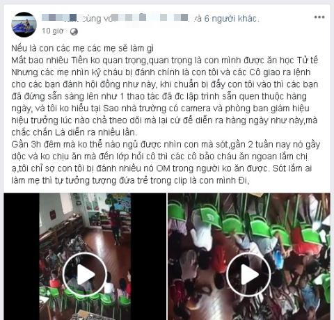 Bài đăng của một phụ huynh về sự việc trên gây xôn xao
