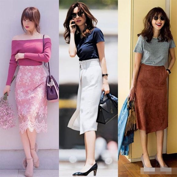 Nơi công sở, váy bút chì luôn là item hot cho hầu hết chị em. Với váy bút chì, bạn  có thể thoải mái phối cùng áo phông, áo sơ mi...