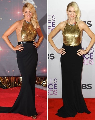 Lần đụng hàng của Tess Daly và Naomi Watts.  