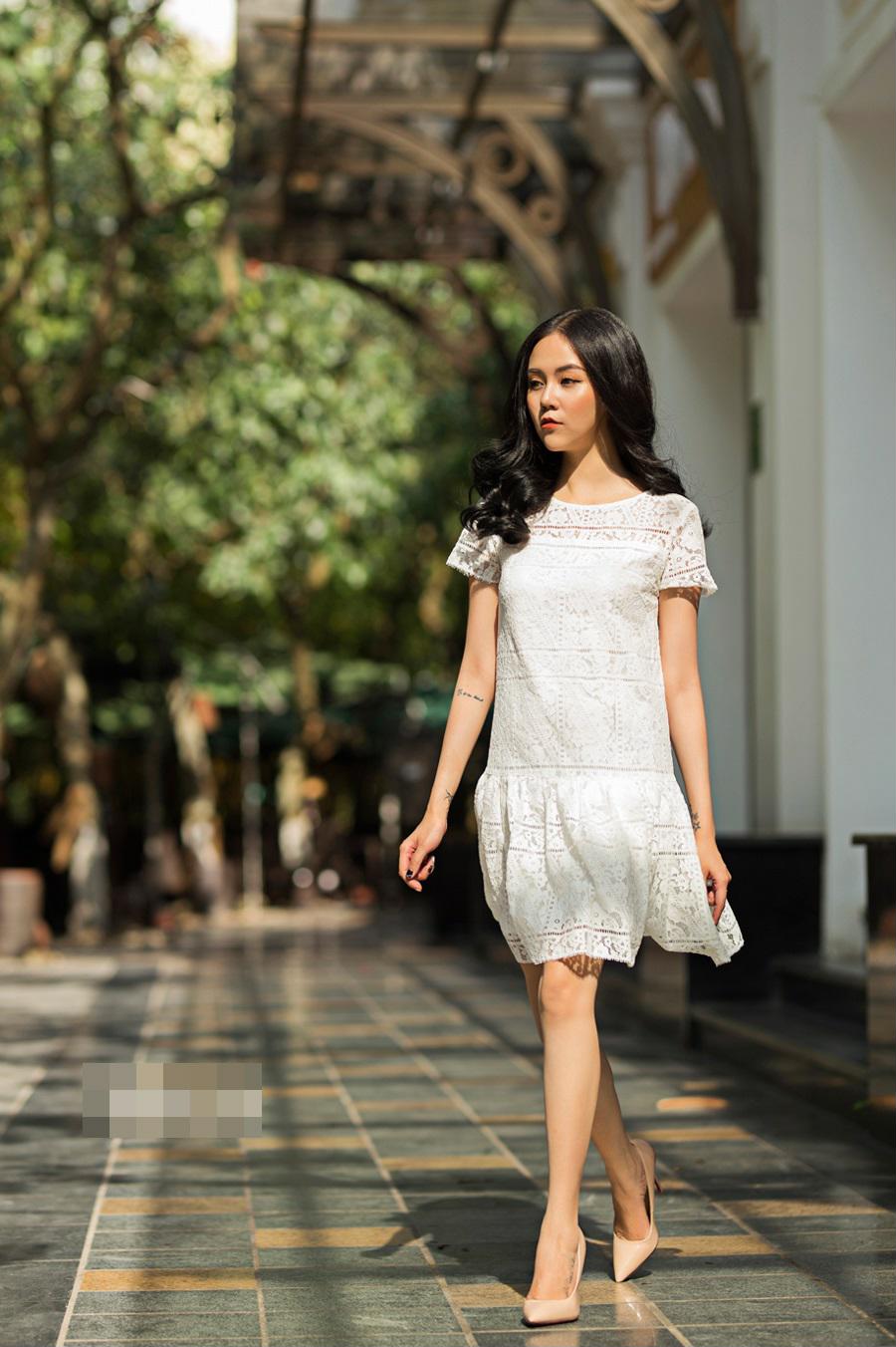 Váy suông chữ A đuôi cá may từ ren cũng là lựa chọn hoàn hảo cho người béo