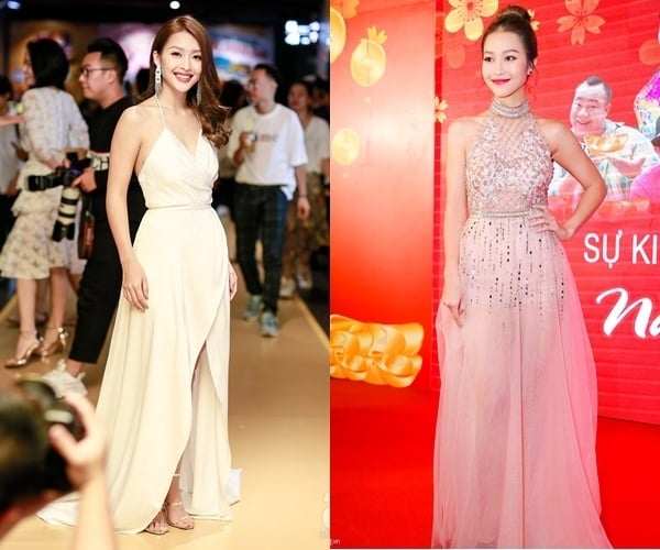 Đối lập hoàn toàn với phong cách street style, thời trang thảm đỏ sự kiện của  Khả Ngân lại vô cùng nữ tính duyên dáng nhưng cũng không kém phần sexy quyến rũ.    