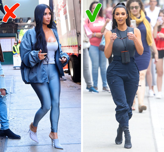 Tránh quần legging: Các cô gái nên tránh xa quần legging. Nếu vẫn thích lại quần này thì nhớ kết hợp với váy hoặc áo form dài. Khi mua legging cũng nên chú ý tới chất liệu và đừng chọn legging trong suốt.  