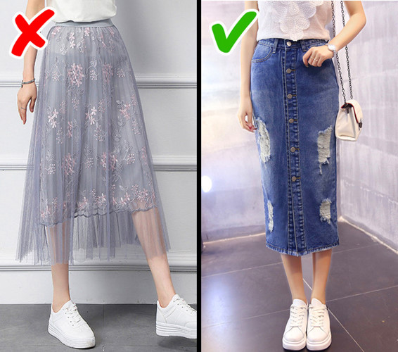 Váy vải tuyn cũng không còn hợp thời trang nữa và bạn nên chuyển sang váy bò hoặc váy chữ A thanh lịch và cá tính.  