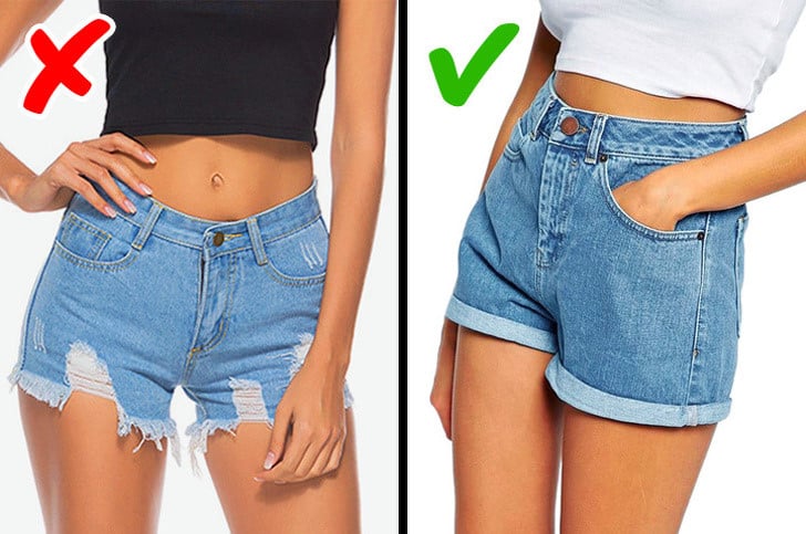 Hãy bỏ những chiếc quần short bò rách đi và chọn cho mình chiếc quần cạp cao để hợp thời trang hơn.  