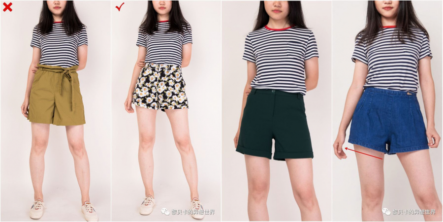Còn khi chọn quần short dáng dài suông rộng, bạn nên chọn dáng cạp cao với chiều dài đến khoảng 1/3 đùi vì sẽ giúp che đi phần đùi to nhất, khiến chân có cảm giác thon gọn.    