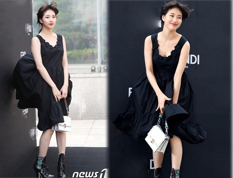  Suzy cũng từng ngại ngần khi chiếc váy liên tục 