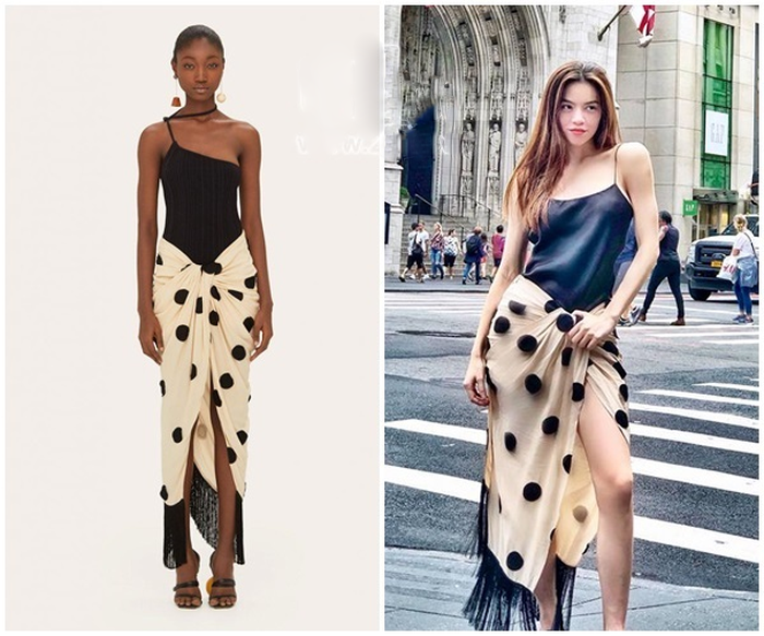 Trước đó không lâu, khi thả dáng ở trời Âu, Hà Hồ khoe outfit lạ mắt cùng áo hai dây cùng chiếc váy như khăn trải bàn gây nhiều tranh cãi. Thế nhưng sự thật chiếc váy lại có giá chẳng hề rẻ: 669 USD (khoảng 15 triệu đồng) từ thương hiệu Jacquemus.