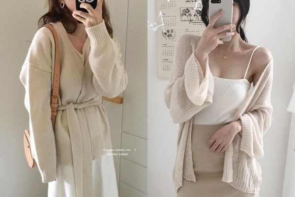 Một chiếc áo cardigan mềm mại là sự lựa chọn hoàn hảo dành cho bạn trong tiết trời thu hơi se lạnh. Nếu muốn trông đáng yêu và thân thiện bạn hãy chọn đồ len, cashmere da lộn, nhung và satin.    