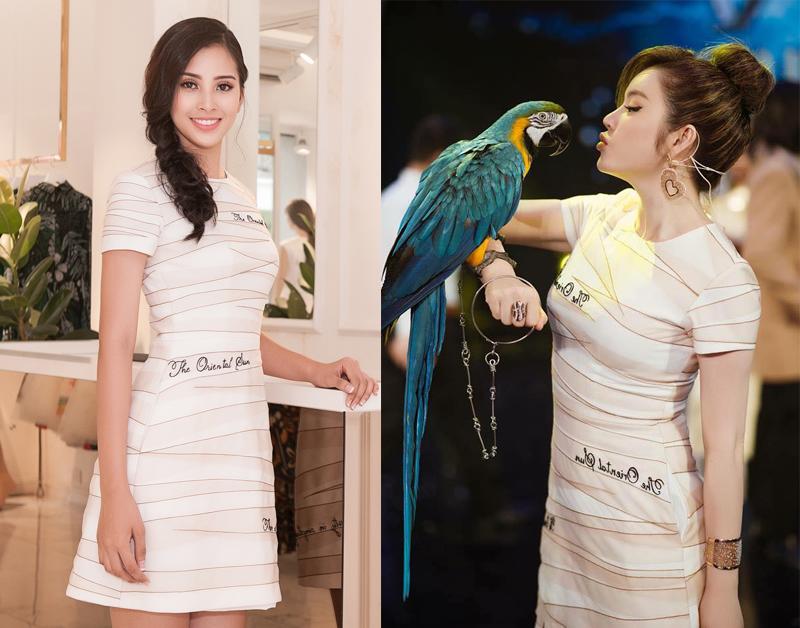 Tiểu Vy đụng váy với 