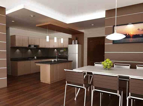 Phòng bếp sạch sẽ, sáng sủa sẽ giúp cho tình cảm vợ chồng mặn nồng.    