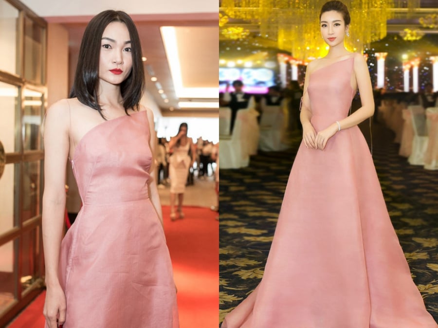 Hoa hậu Đỗ Mỹ Linh hướng đến hình ảnh thanh lịch, nữ tính. Vì vậy, cô luôn ưu tiên các kiểu đầm công chúa khi xuất hiện trước công chúng. Tại một sự kiện, Mỹ Linh khoe nhan sắc xinh đẹp với thiết kế đơn giản, sang trọng. Ở diễn biến khác, người mẫu Thùy Trang toát lên nét cá tính, quyền lực hơn là vẻ nhẹ nhàng vốn có của chiếc đầm này.