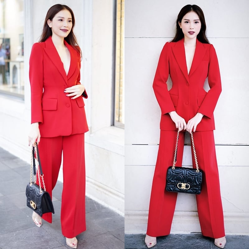 Linh Rin trở thành thỏi nam châm thu hút sự chú ý khi sải bước trên phố với bộ suit đỏ rực, áo vest thắt eo duyên dáng. Với Shbet999 com đăng nhập có tông màu rực rỡ, cô nàng khéo tiết chế phụ kiện, chọn túi xách tông màu đối lập để các item làm nổi bật lẫn nhau.    