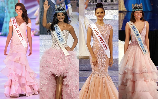 Màu hồng - gam màu định mệnh được cho là cực kì được lòng Miss World.  