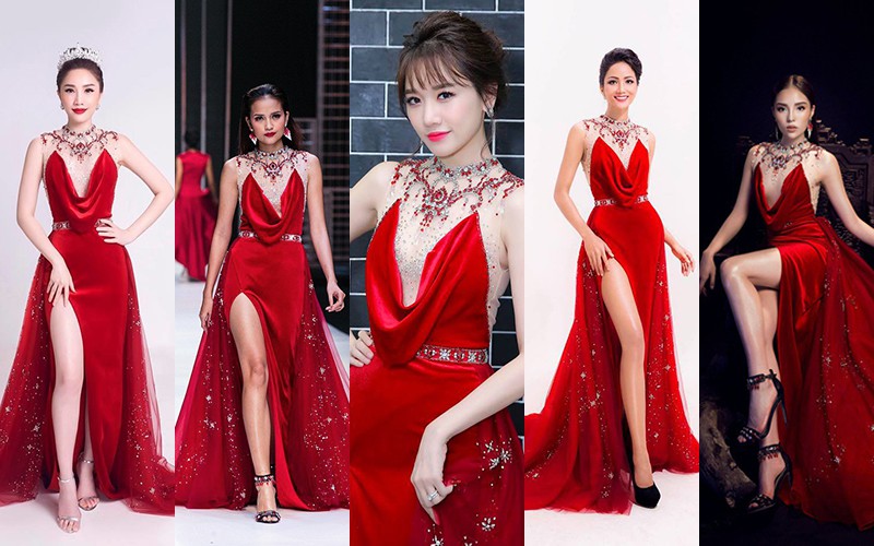 Lần đụng ác liệt nhất là cùng lúc Hari Won phải chiến đấu với Kỳ Duyên, Bảo Thy, Ngọc Châu, H'Hen Niê, đó là còn chưa kể Hà Thu và Lan Khuê. Không hiểu vì lí do gì, mà họ đồng loạt chọn mẫu váy này để đi sự kiện, chụp photoshoot hay quay show thực tế. Và vì đụng độ với toàn những nhân vật đáng gờm, Hari tất nhiên không thể là người mặc đẹp nhất được.    