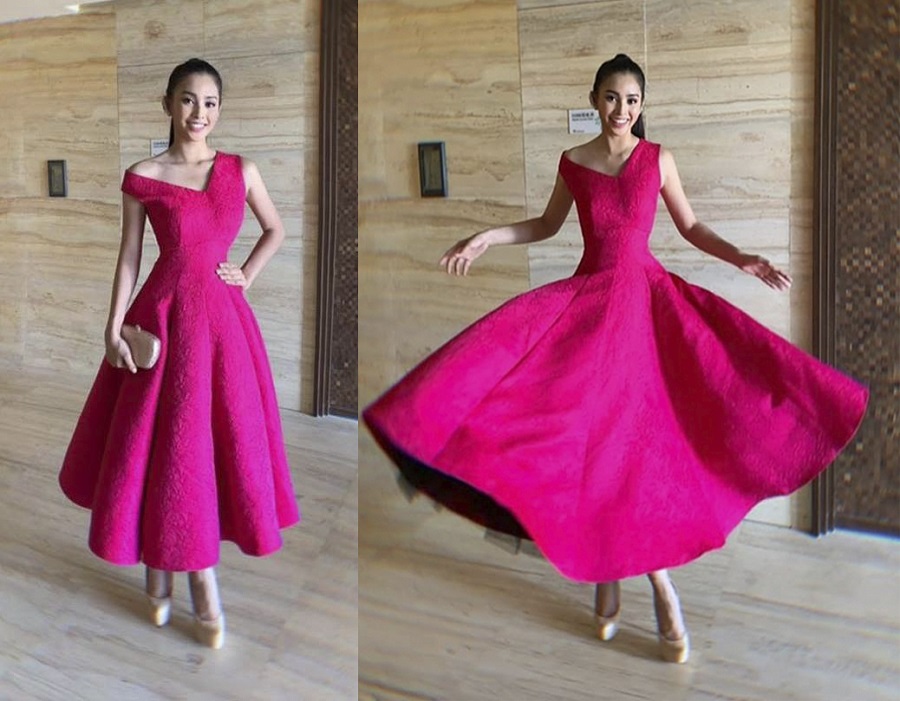 Hoa hậu Tiểu Vy rạng rỡ với chiếc đầm hồng gây thương nhớ người hâm mộ.